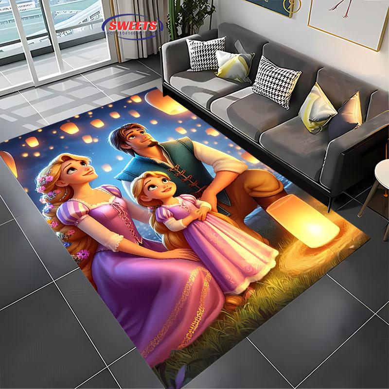 3D Princess Cartoon Carpet, Princess Rapunzel Living Room Bedroom Bed Mat, Modern Simple Style, Non-slip Durable Rug Fast Arrive
