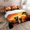 Sunset Mountain Range African Grassland Elephant Duvet Cover Soft Comfortable Bedding Set Wildlife Theme Quilt Cover Pillowcase