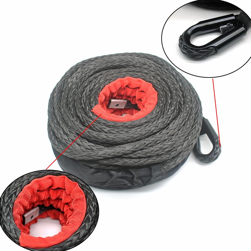Winch Rope String Line Cable with Sheath Gray Synthetic Towing Rope 29m12000LBs Car Wash Maintenance String for ATV UTV Off-Road