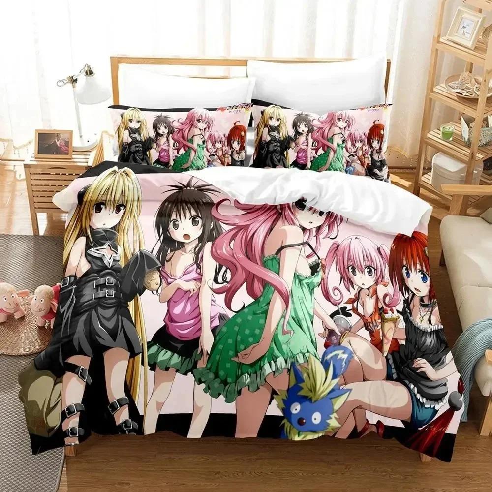 Аниме Yami To LOVE-Ru Постельный комплект Пододеяльник Комплект для кровати Покрывало Наволочка Одеяло Кинг Размер Королева Размер Мальчики Взрослые