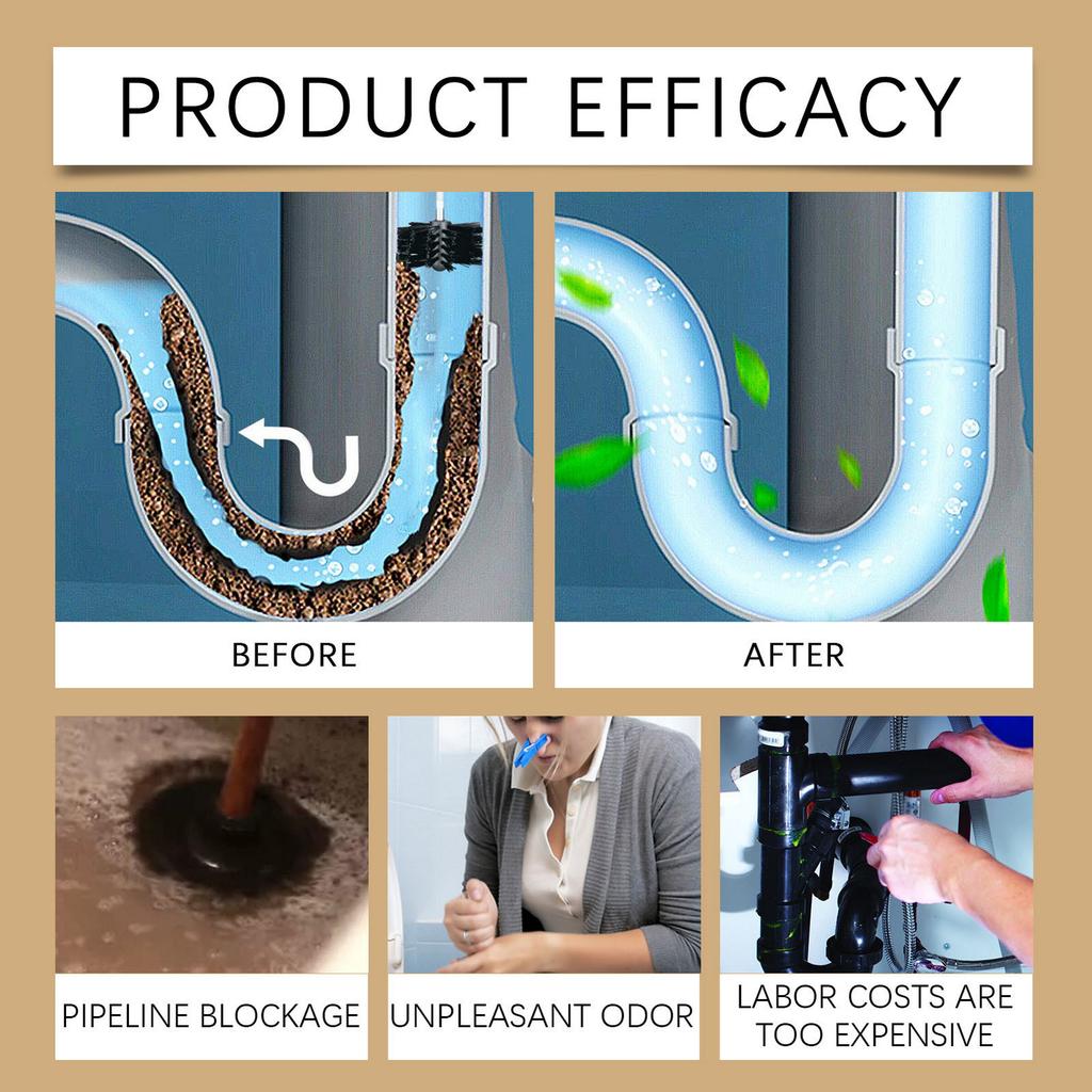 Drain Cleaner With Active Ingredients For Clogs Odor Removal And Pipe Maintenance