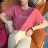 Women Summer Casual Short Sleeve O Neck Fashion Letter Printed Loose T Shirt Top