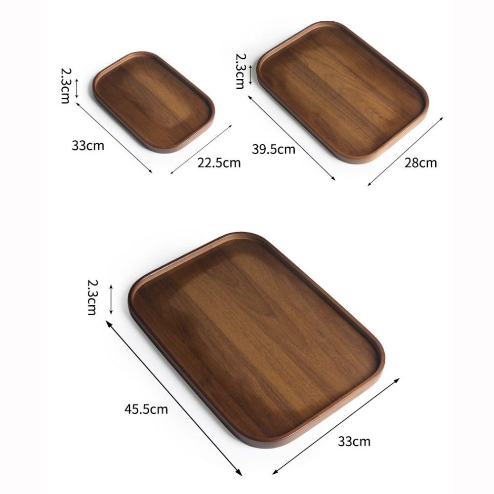 Walnut Wood Color Wood Tray Retro Style Fruit Plate Smooth Edge Tea Tray Kitchen