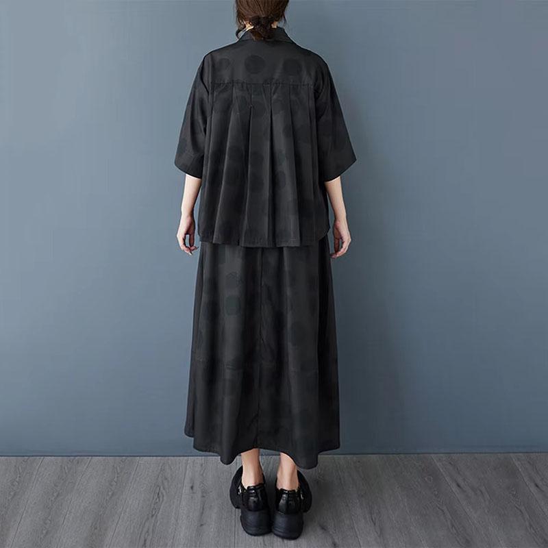 Xitao Polka Dot Print Pocket Patchwork Female Dress Set HQQ2486