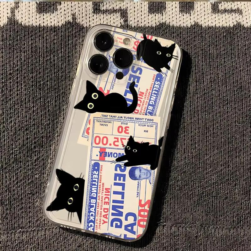 Doodle Angry Cat Pattern Phone Case For Samsung Galaxy S26 S25 Ultra S24 S23 FE S22 S21 Plus S20 A73 Clear Bumper Cover