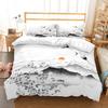 Пододеяльник с изображением природы и пейзажа, размер King/Queen, комплект постельного белья с рисунком китайской тушью, 2/3 предмета из полиэстера, пододеяльник