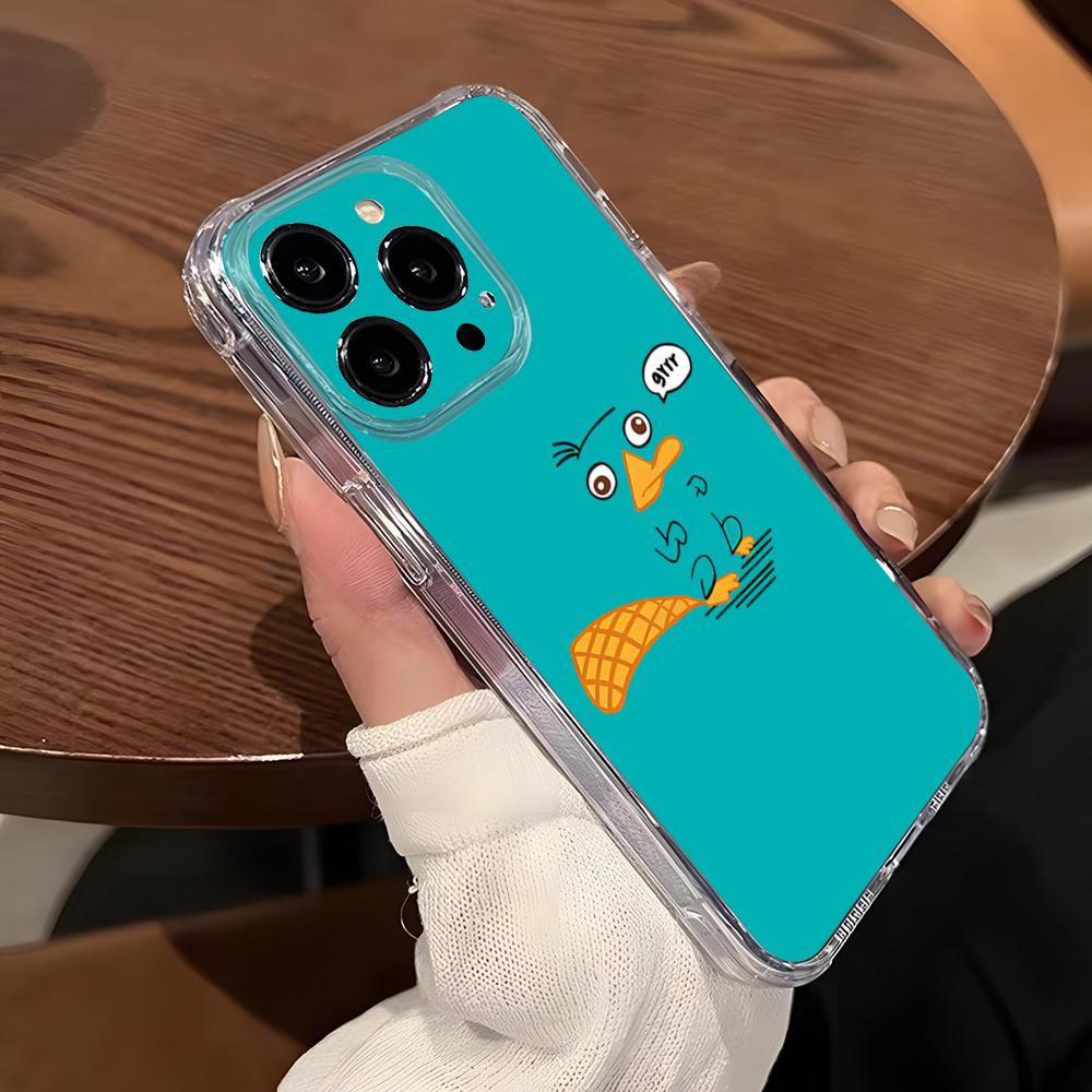 Cartoon Perry The Platypus Phone Case For IPhone 15 Pro Max 16 Pro Max 14 13 11 12 Mini Xs X Xr 7 8 Plus Se Transparent Cover