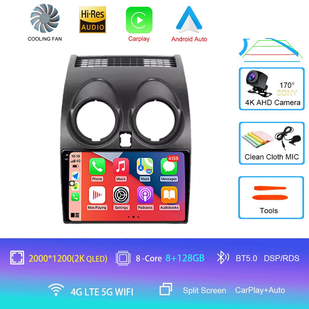 Android 14 автомобильное радио для Nissan Qashqai 1 J10 2005 - 2015 мультимедиа стерео видеоплеер навигация GPS 4G WIFI 360 камера 9''