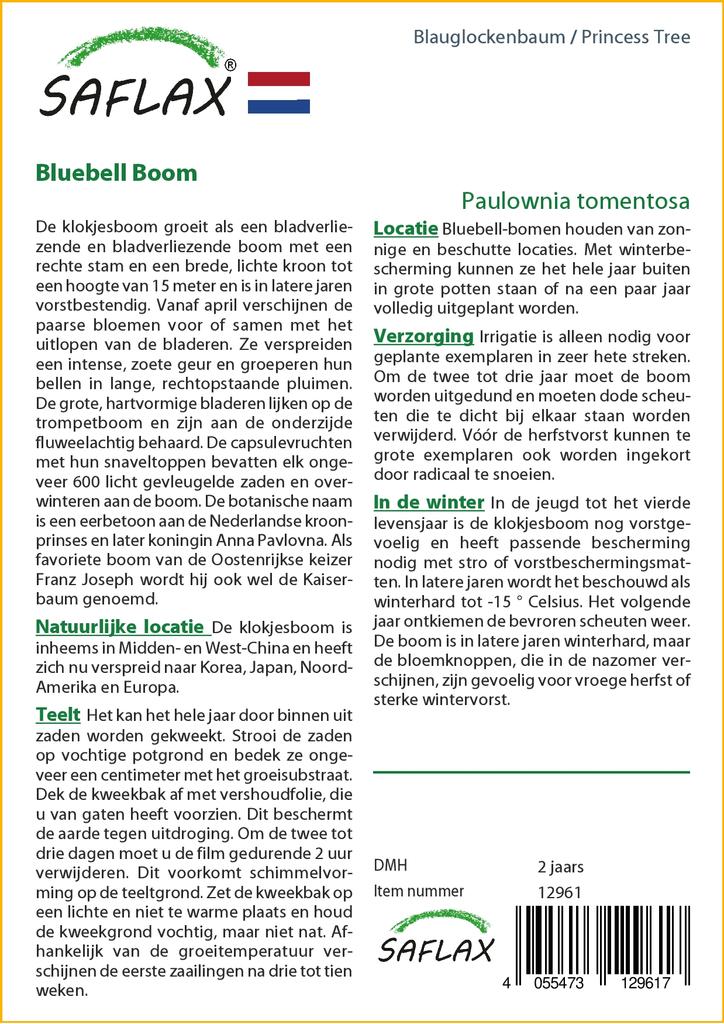 SAFLAX Подарочный набор - Дерево принцессы - 200 семян - С подарочной коробкой, карточкой, этикеткой и субстратом для горшков - Paulownia tomentosa