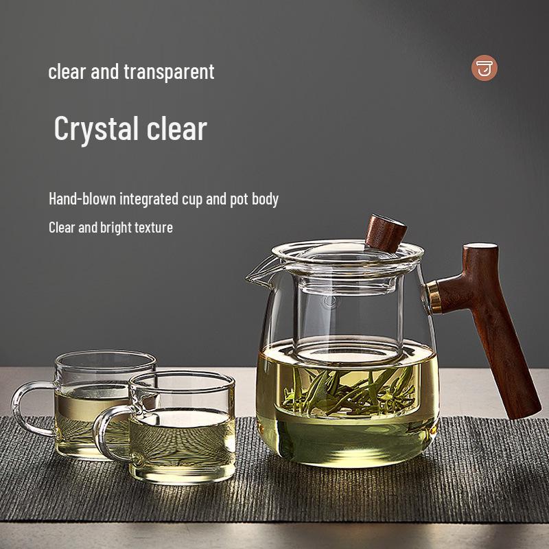 Thickened Glass Teapot Set with High-Temperature Resistant Infuser for Flower Tea