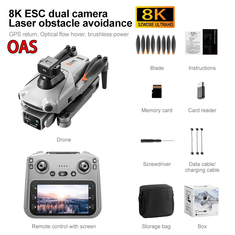 2025 НОВЫЙ S119 GPS Дрон Профессиональный 8K Аэрофотосъемка Обход препятствий С пультом управления с большим экраном Складной Бесколлекторный Дрон Игрушки