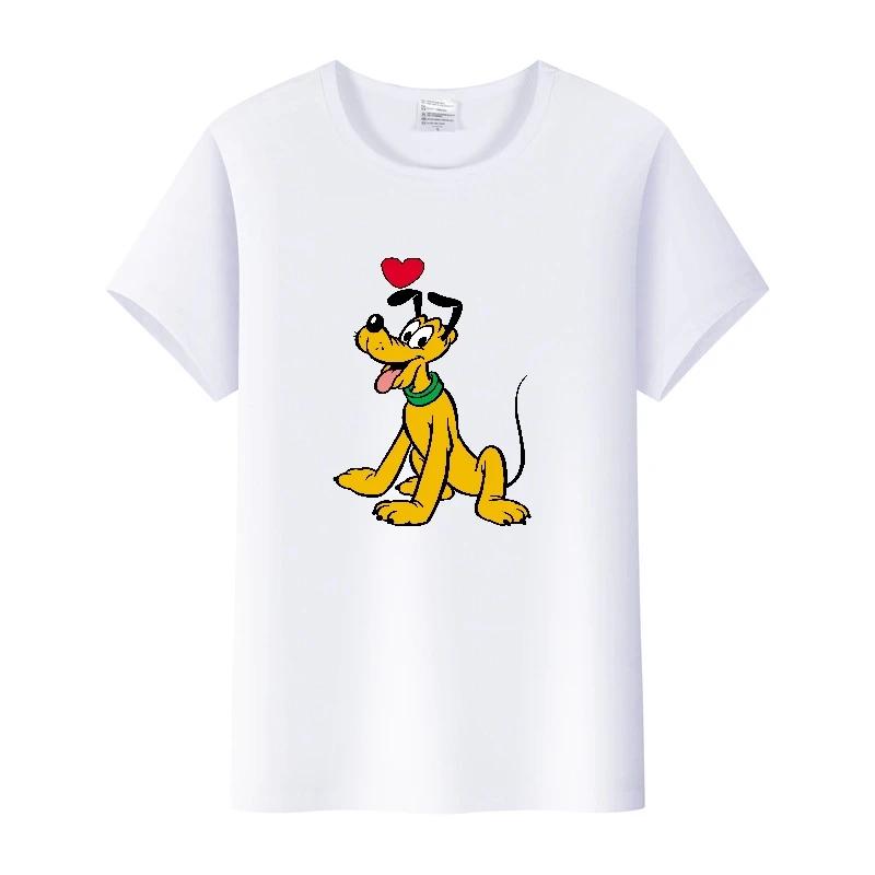 Funny Disney Cartoon Tees Mickey Mouse Pluto Graphic Woman Summer Crop Tops Mens T-Shirts Loose Clothing Grunge Y2K Blouses