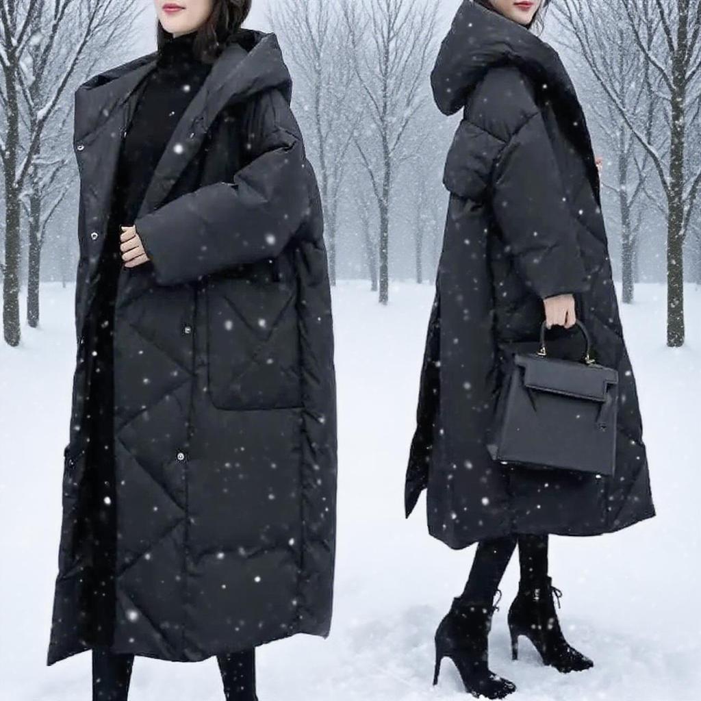 Hooded Women Solid Long Parkas Korean Loose Casual Regular Splice Cardigan Full Sleeve Thick Mid Length Coats Autumn Winter