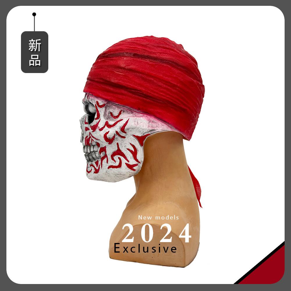 New Halloween skull mask cos Latex red headband pirate costume headgear