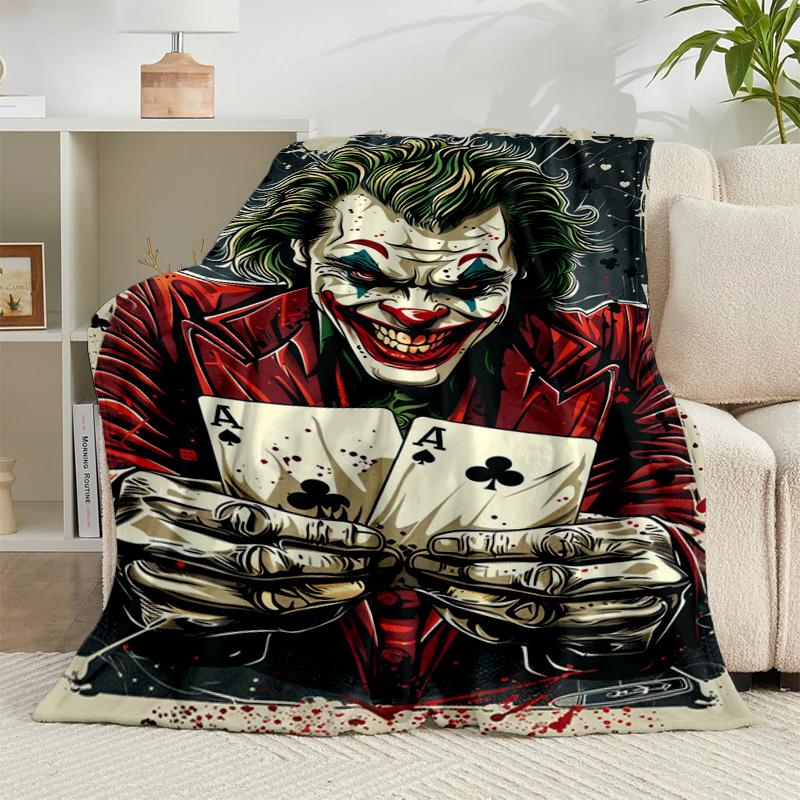 1PC Cool clown Pattern Flannel Blanket Gift, Suitable for Both Men And Women, Soft Ideal for Beds And Sofa, Birthday Or Christmas Gift