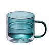 Double Walled Insulated Glass Mug Colorful Transparent Mug with Handle Coffee Cup
