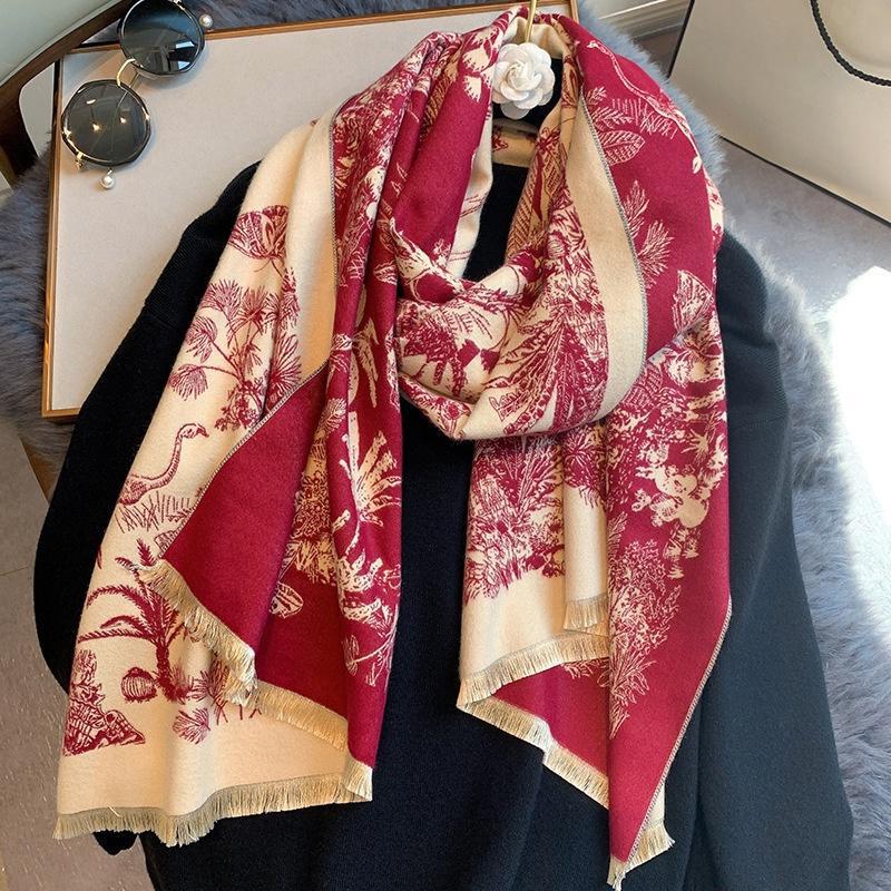 Women Scarf Cashmere Thickened Warm Shawl Office Air-conditioning Blanket