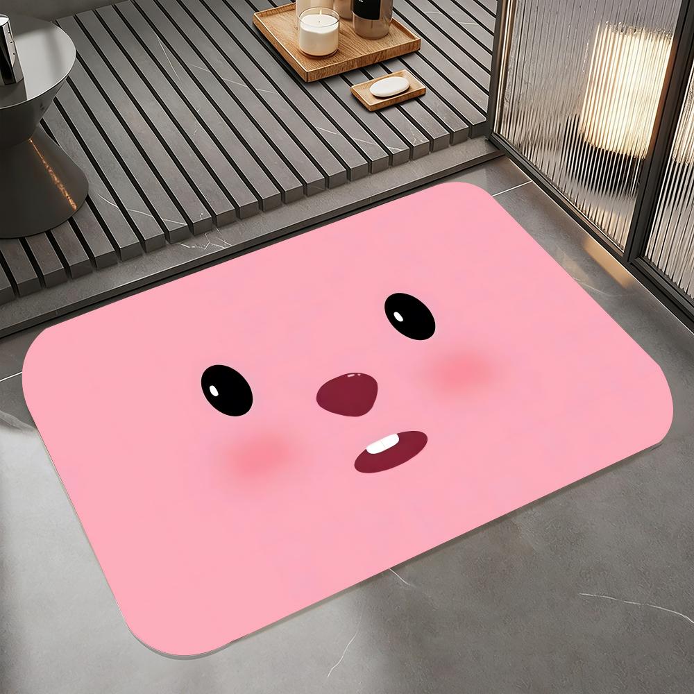 Cartoon-L-loopy Floor Mat Diatomite Bath Mat, Quick Dry Absorbent Non-Slip Door Mat