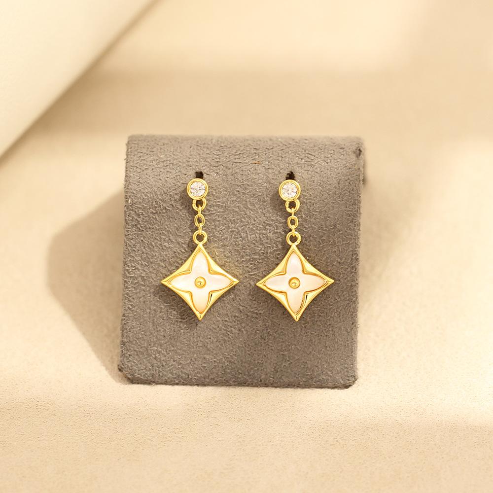 Европейские и американские новые серьги с инкрустацией из натуральной перламутровой раковины, изысканные серьги с инкрустированными камнями, серьги с серебряной иглой 925 пробы, женские модели