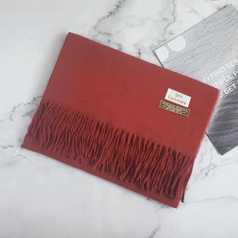 200 * 70 см толстый однотонный женский кашемировый имитационный шарф для зимы роскошная женская шерстяная шаль