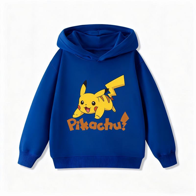 New Arrival Pikachu Print Kids Hoodie, Unisex Boys Girls Clothes, Warm Hooded Sweatshirt for Autumn Winter