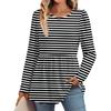 Women's Casual Fashion Long Sleeve Shirt Striped Tunic Top