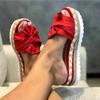 Fashion Women Slippers Summer 2025 Platform Wedges Mid Heels Bow Tie Peep Toe Fashion Slides Beach Outdoor  Zapatos De Mujer