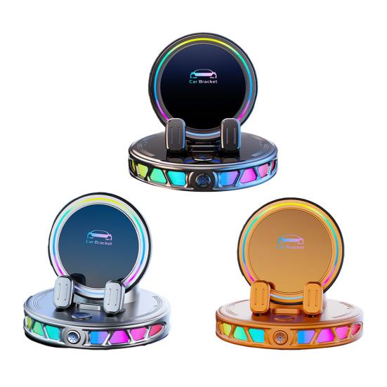 Беспроводная зарядка Автомобильный держатель для телефона с RGB подсветкой 15 Вт Магнитная подставка-зарядка для телефона Вакуумное крепление Держатель для зарядки телефона Автоаксессуары