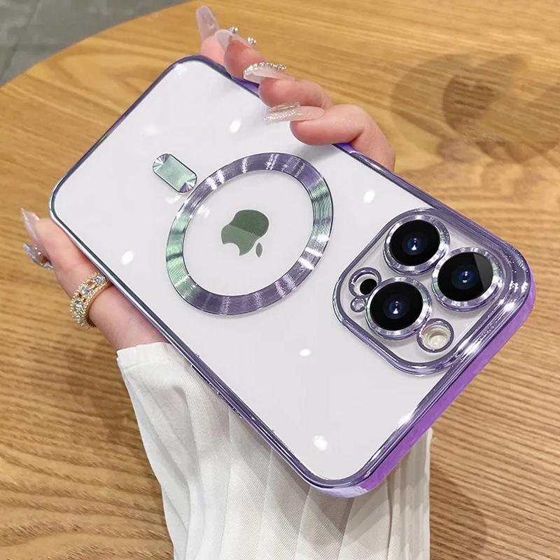 Для iPhone 16 15 Pro Max Роскошный беспроводной зарядный чехол Magsafe для iPhone 14 Plus 13 12 11 Pro Max Мягкий силиконовый прозрачный чехол