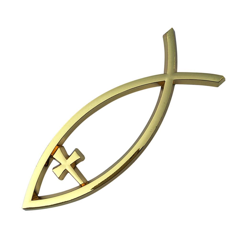 Religious Cross Car Window Stickers Waterproof Jesus Fish Badge Christian Ichthys Fish Sticker for Laptops Refrigerators