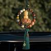 Upgraded Car Rearview Mirror Buddha Pendant Chinese Wooden Carving Lotus Buddha Statue Auto Hangings Tassel Decor Car Interior