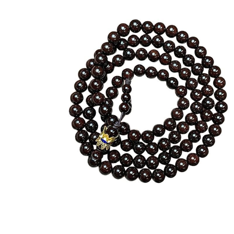 Authentic Indian 108-Bead Red Sandalwood Bracelet for Men & Women - Perfect Gift Choice