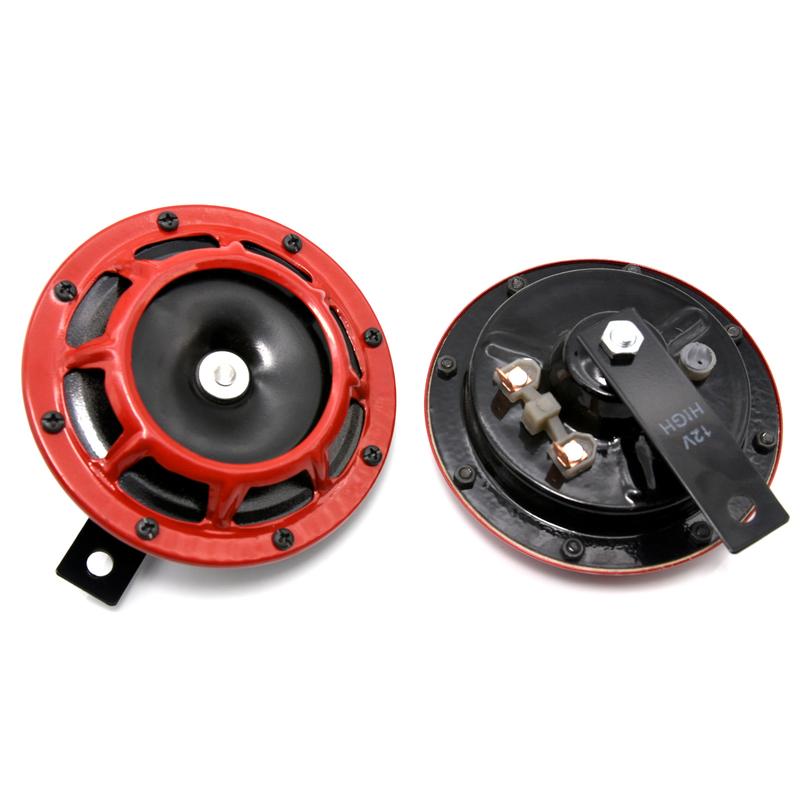 HD Red Hella Super Loud Compact Electric Blast Tone Air Horn 12V 115DB For Motorcycle Car 2pcs Speaker Horns Russian Warehouse