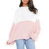 Wish Independent Station Splicing Color Loose Sweater Европейская и американская женская одежда Круглый вырез Вязаный свитер Джемпер