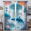 The Whale At the Bottom of the Sea Kitchen Curtains for Camera Partition Blackout Curtain for Room 2 Panel Shades Living Elegant