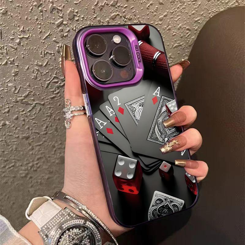 Покер для iPhone 16 11 12 13 Pro 14 15 Plus 16 Pro Max Противоударный Ультратонкий Жесткий Чехол Защитный Чехол для Телефона для Чехла iPhone 16