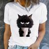 Fashion Women Cute Cat Print T Shirt Funny Casual O-neck Short Sleeves T-shirt Summer Female Tee Shirt