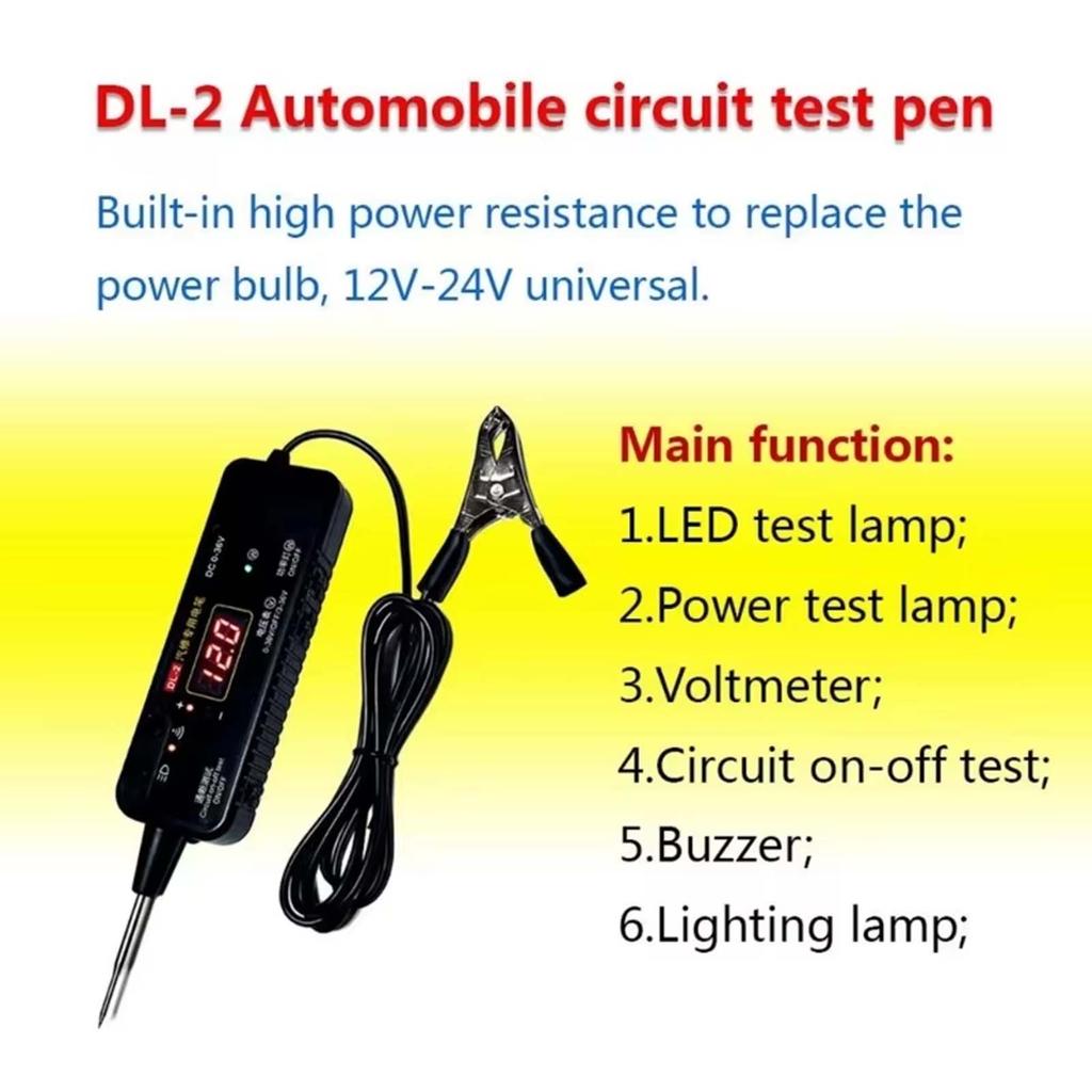 Digital LED Automotive Circuit Tester, 0-36V Car Electrical System Tool Short Detection, DL-2