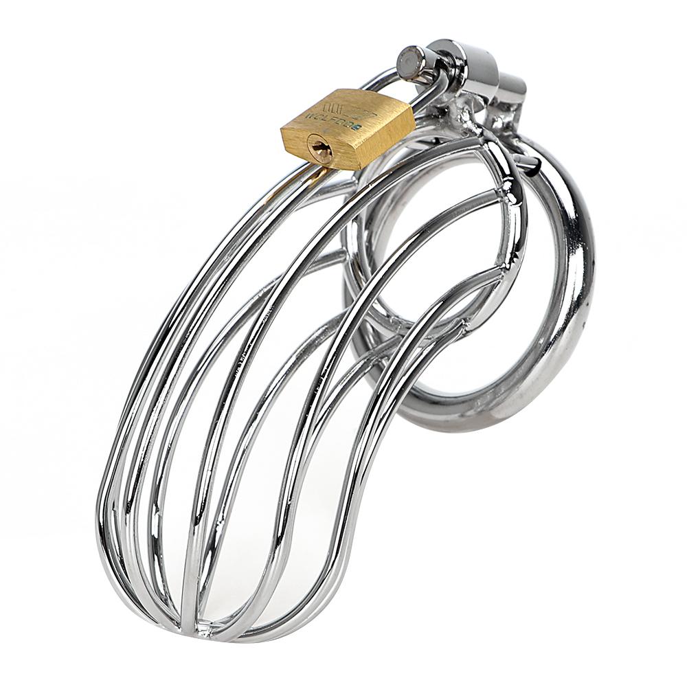 3 Male Protective Device Stainless Steel Ring Suitable Penis Cage Chastity Lock For Any Size Of Men Adult Products