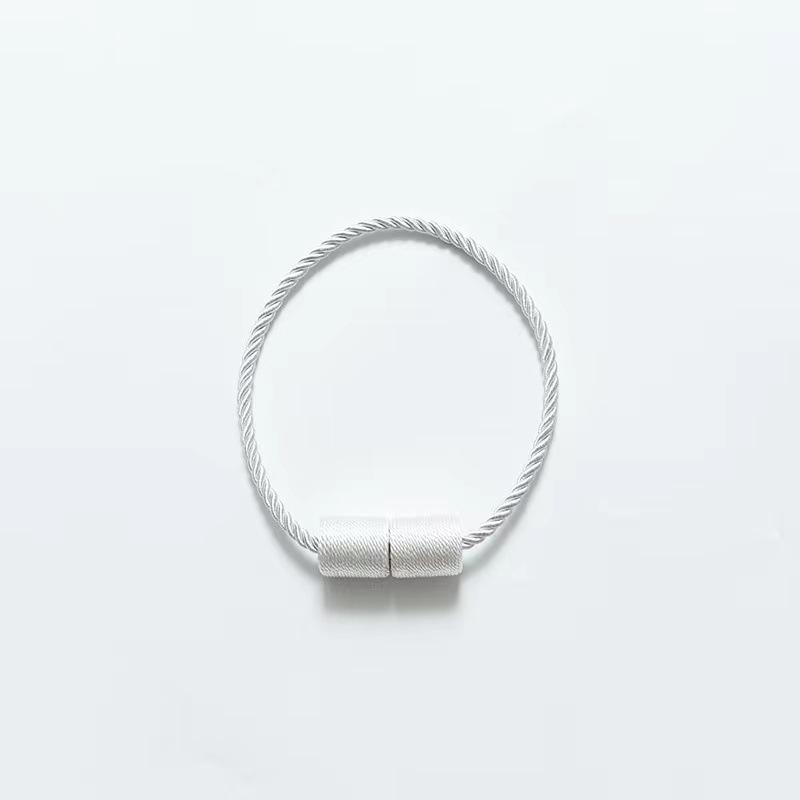 Modern Simple Magnetic Curtain Tieback with Cylindrical Three-Strand Rope Design, No-Punch Installation