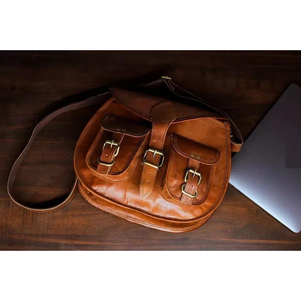 Handmade Real Goat Leather Vintage Style Women's Crossbody Shoulder Bag