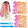 Yousheng 12/24Pcs 25/45/65CM No Heat Wavy Curler with Styling Hook Reusable Portable Women Girls Long Medium Short Curls Hair Roller Wave Formers