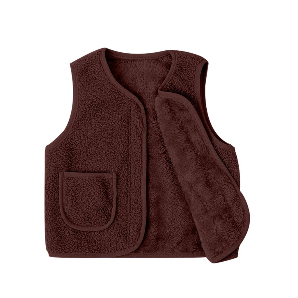 Winter Kids Vest Sleeveless Padded Horse Clip Outer Wear Lamb Wool Vests