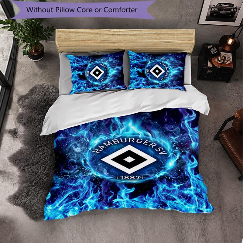 Hamburger SV Football 3 Piece Bedding Set Soft Duvet Cover Set with Pillowcases Printed Bedroom Decor Set for Home