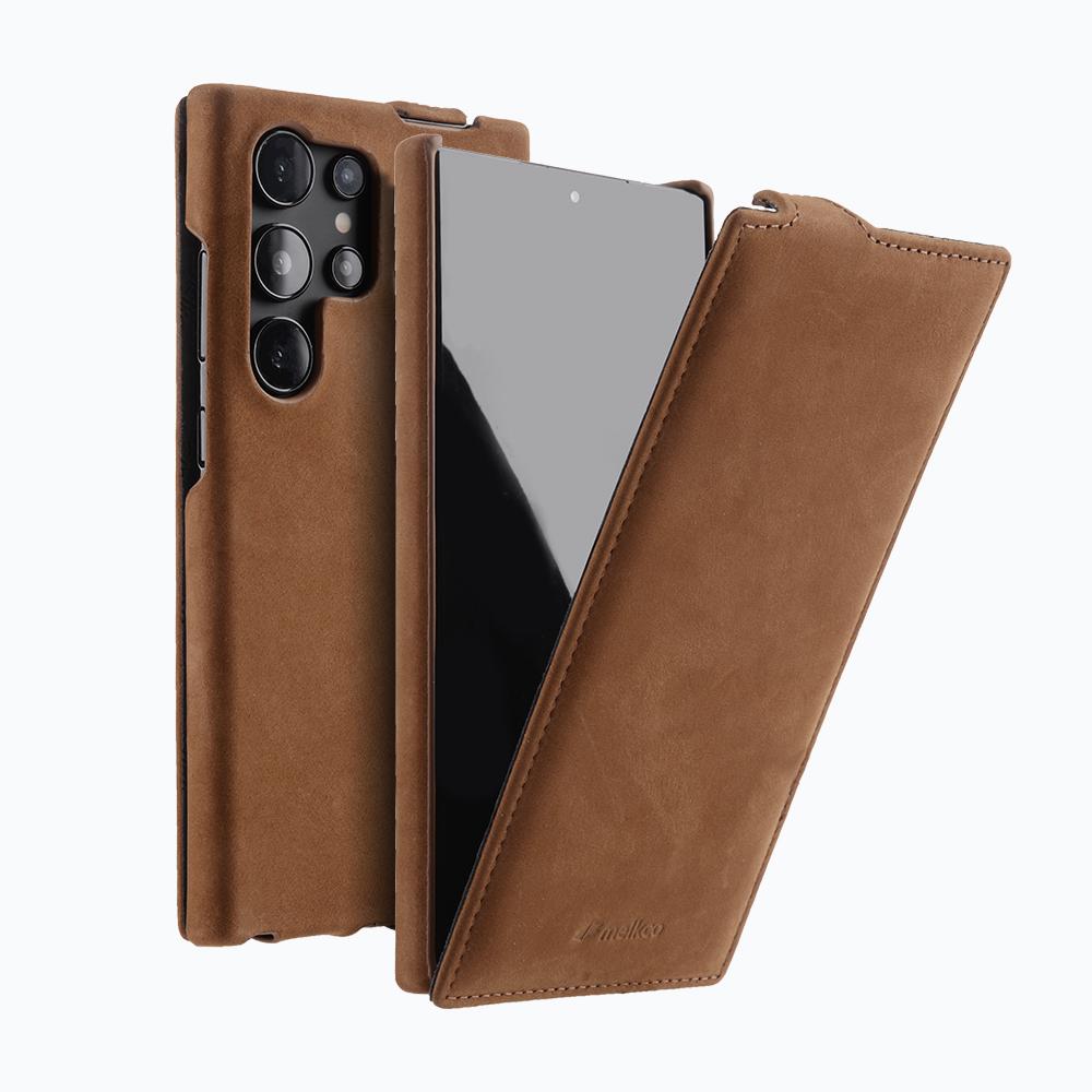 Melkco Беспроводная Зарядка Чехол из Коровьей Кожи Для Samsung Galaxy S26 Ultra S26 Plus 5G Премиум Вертикальный Флип Чехол для Мобильного Телефона