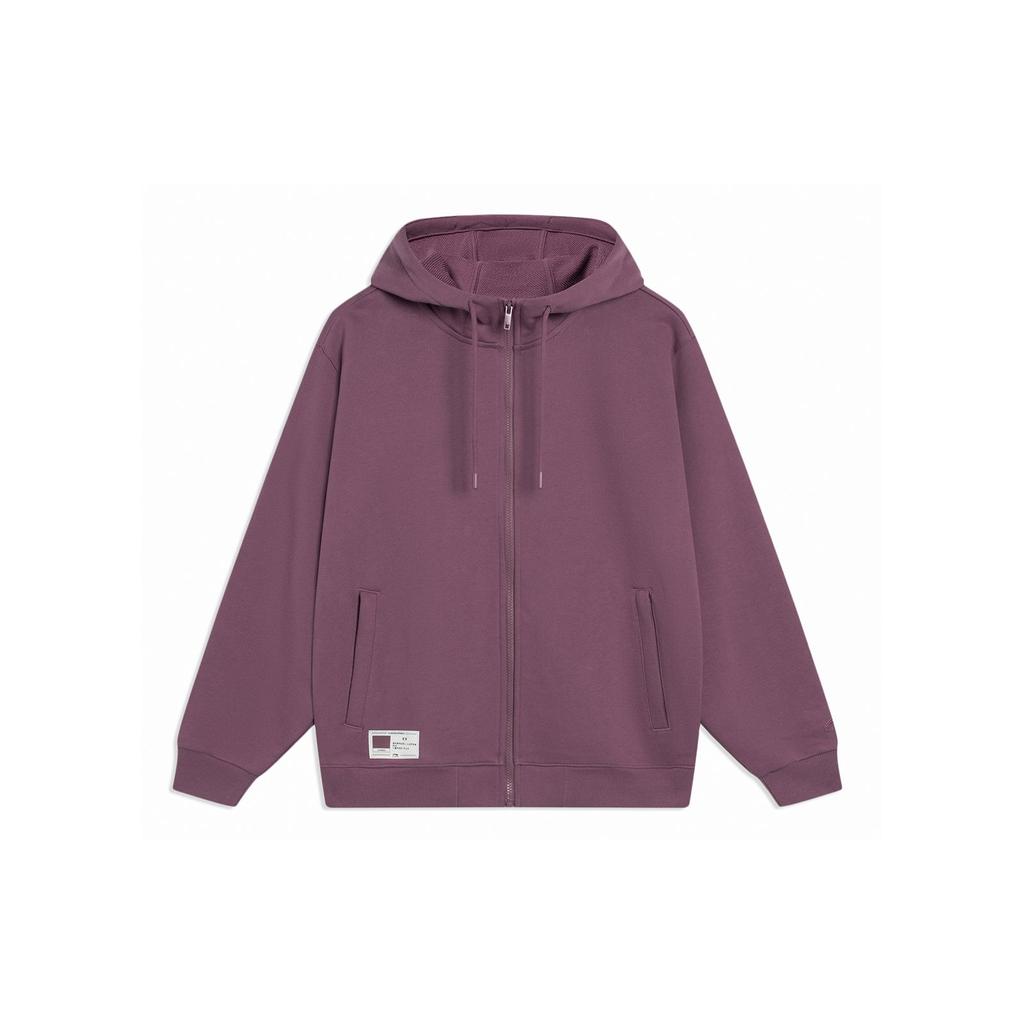 LiNing Solid Color Zip-Up Long Sleeve Sweatshirt Men Tops Vintage-Rose-Red AWDT071-8