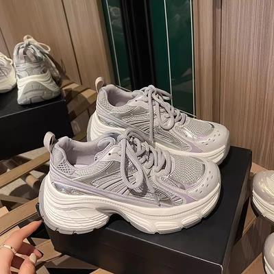 Поднять Bottom Dad Shoes Женская весенняя новая ретро модная дышащая повседневная обувь Show Feet Маленькая спортивная обувь