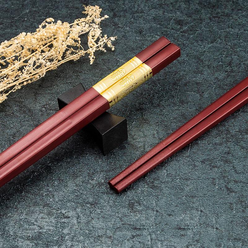 1 пара палочек для еды, бытовые палочки из красного сплава для еды, палочки для еды для свадьбы, банкета, вечеринки, китайские корейские палочки для еды, посуда