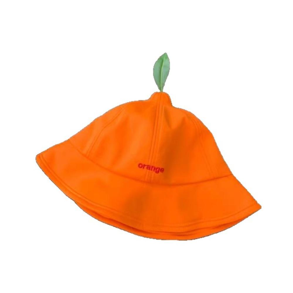 Quick-dry Orange Fisherman Hat Cool Embroidered Letter Sun Hat Creative Orange Bucket Cap  Outdoor