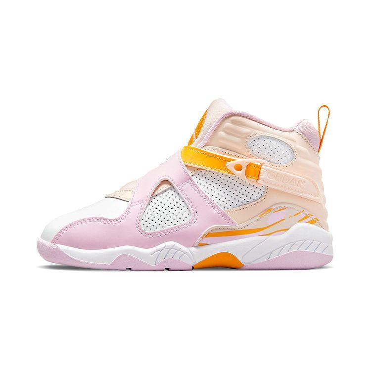 Air Jordan 8 Retro PS Light Arctic Pink Kids Sneakers Orange-Pearl White University-Gold 580529-816